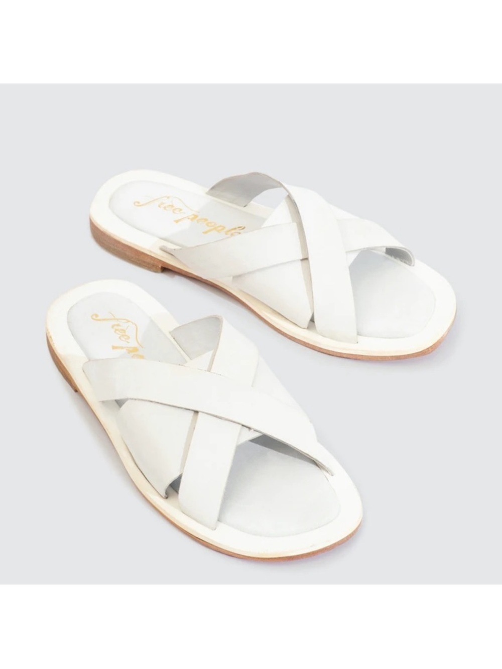 Free People Del Mar White Crisscross Leather Slide Sandals Size 40, 9.5 US Women